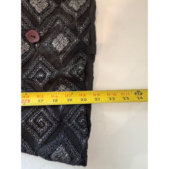 Jeff Gallano Black Gray Skirt Suit Geometric Jacket Skirt France T2 Medium MINT - Picture 14 of 16